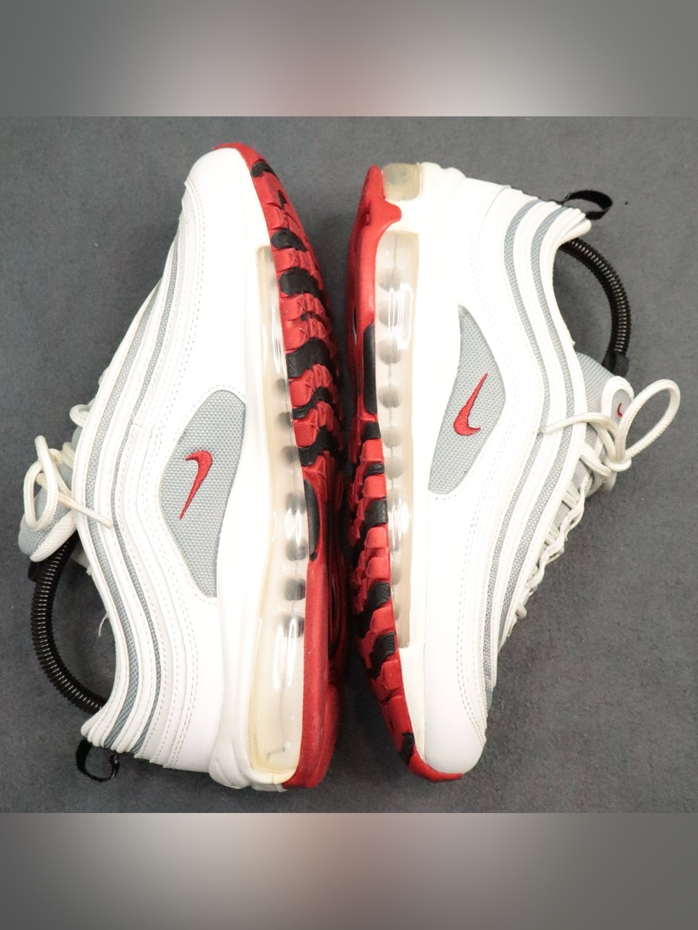 Nike Air Max 97 White Bullet Sneakers 921522-111 Mens 7Y Womens 8.5 EUR 40 Red - Picture 6 of 12